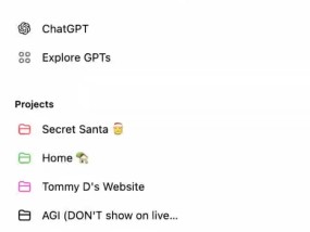 ChatGPT新增功能“Projects”，OpenAI演示出现AGI文件夹，炒作新高度？